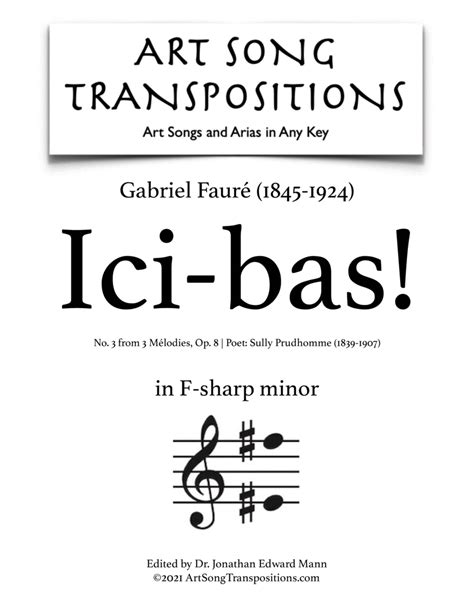 Ici-bas!, Op. 8 No. 3 (Original Key. F-sharp Minor)